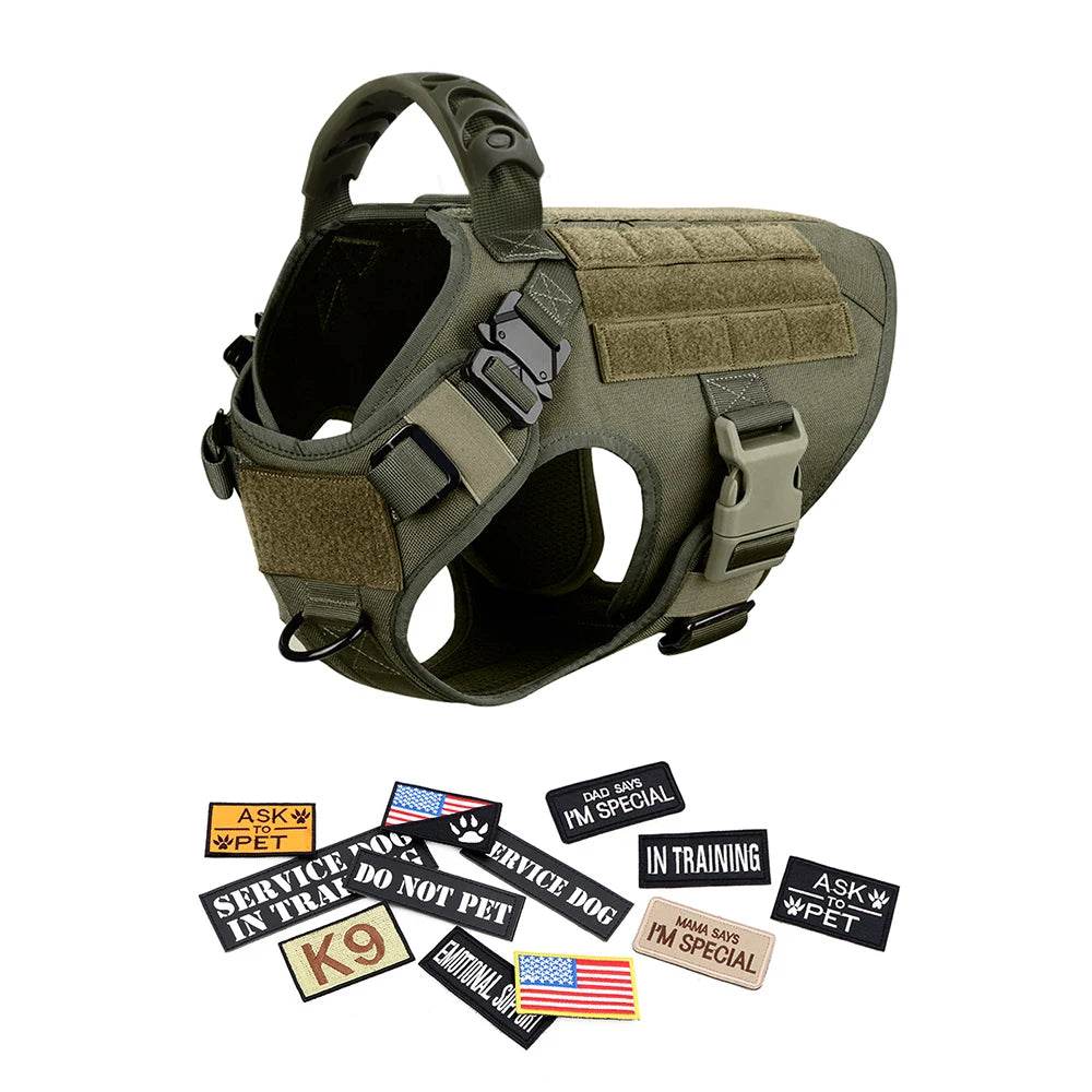 Petravel Military Dog Harness Vest Set With Leash And Patches