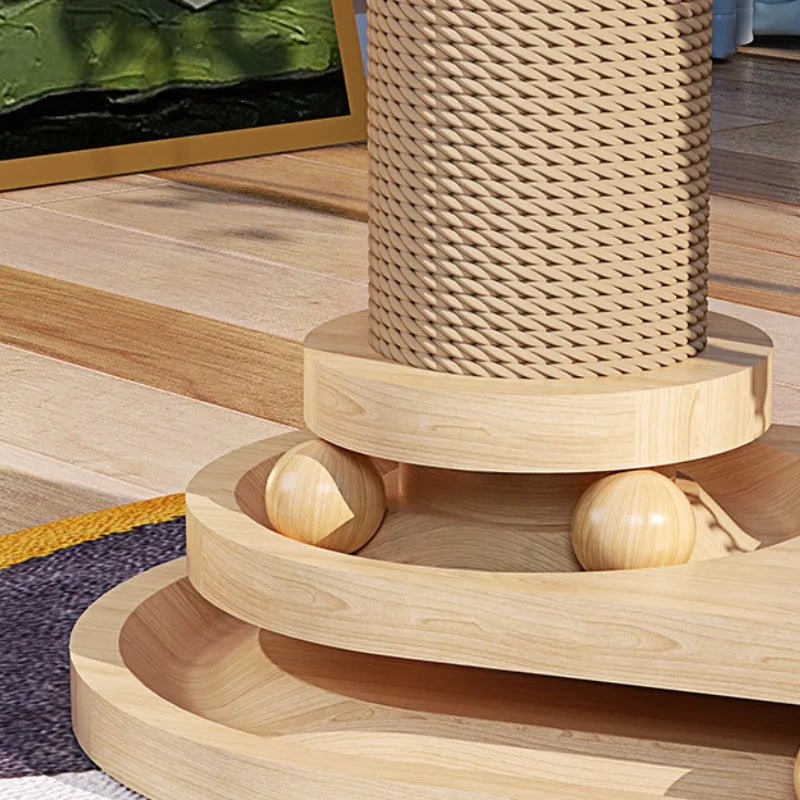 Interactive Three Tier Cat Scratching Tower With Sisal Track