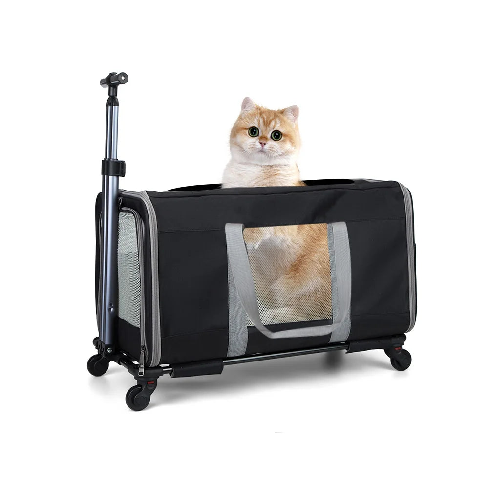 Cat Trolley For Two Cats With Wheels Travel Carrier