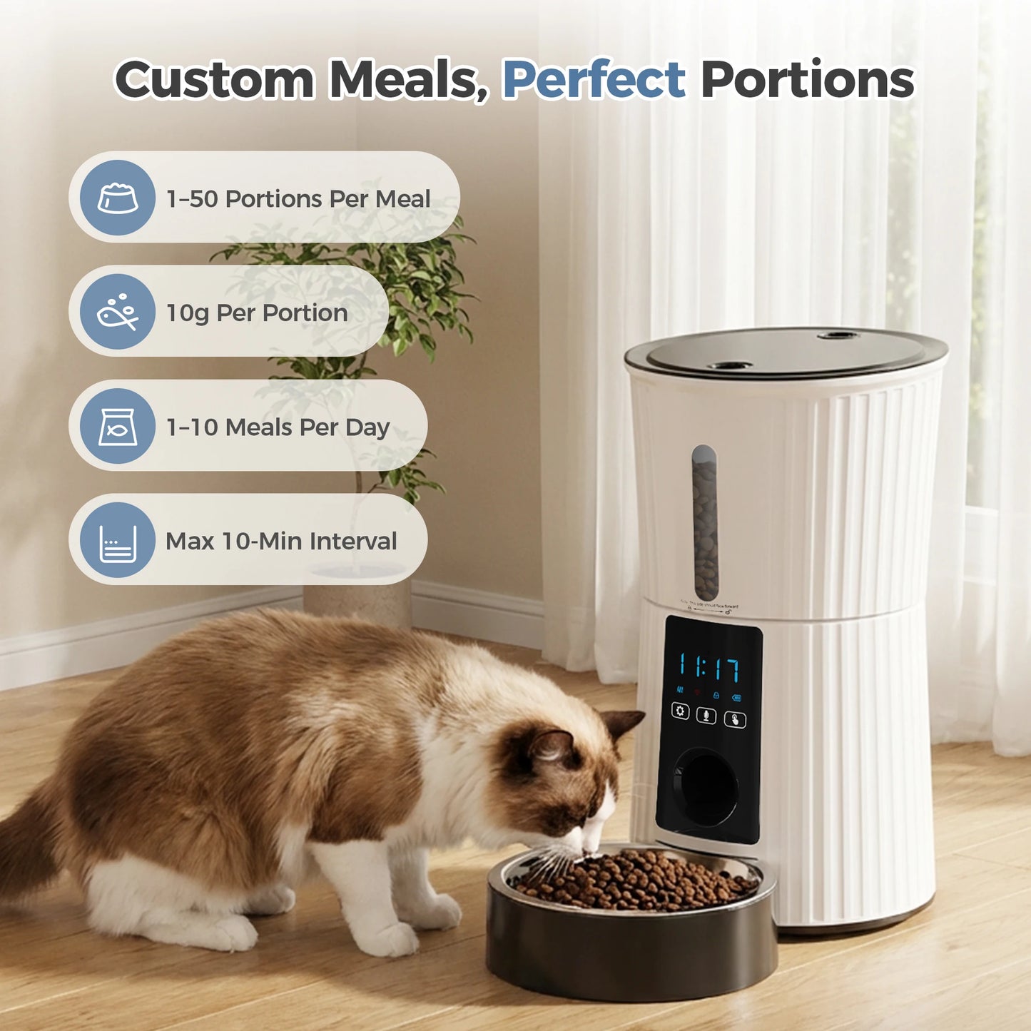 Automatic Cat Feeder WiFi Timed Dispenser With App Control