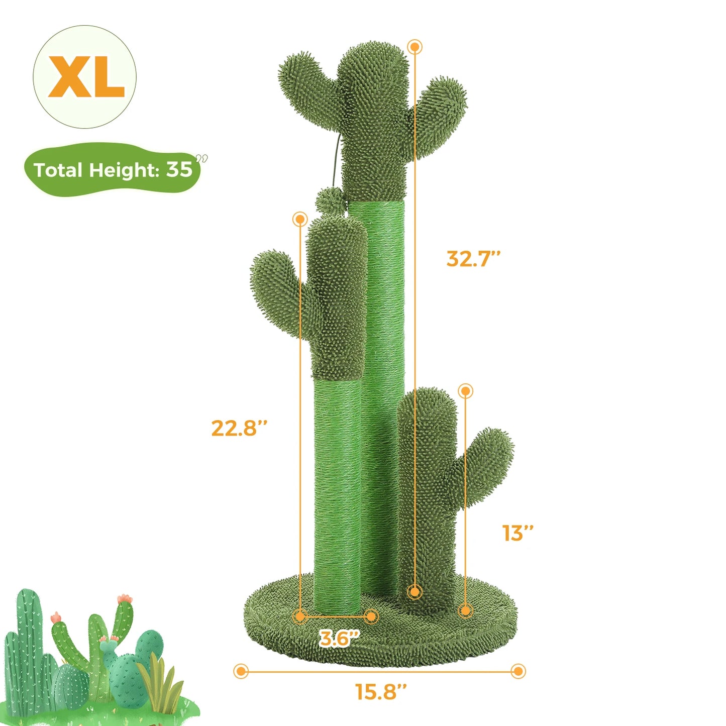 PEQULTI Cactus Cat Tree With Condo, Hammock, Dangling Ball Toy
