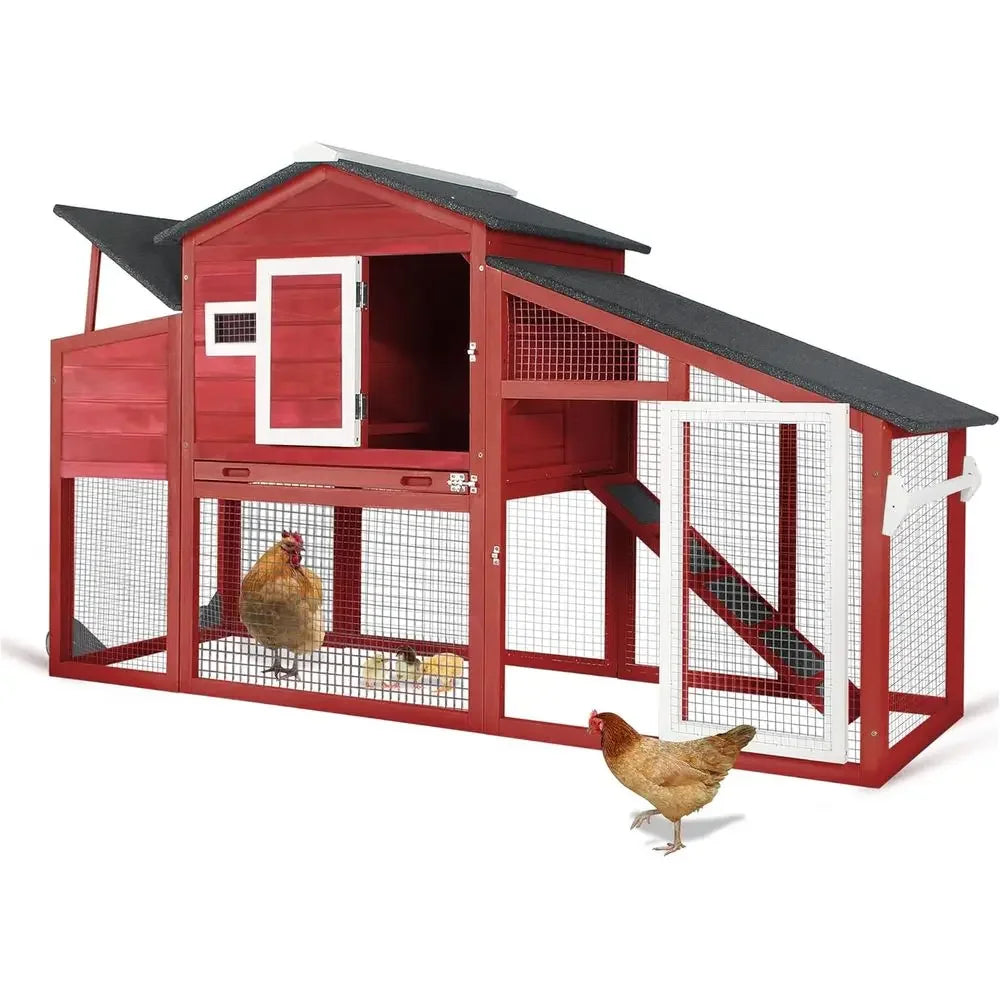 Wheeled Wooden Chicken Tractor With Waterproof Hen House Poultry Run