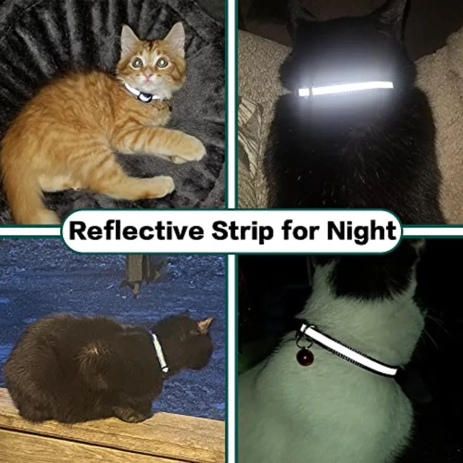 AirTag Cat Collar Breakaway Reflective Kitten Collar With Bell Holder
