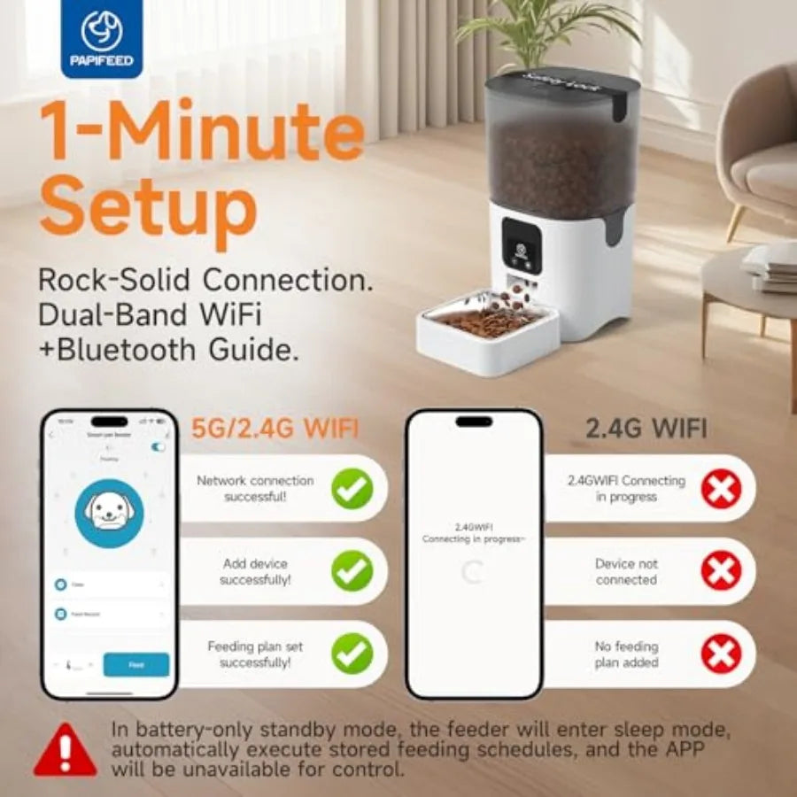 Automatic Cat Feeder With App Control 5G WiFi Cat Food Dispenser