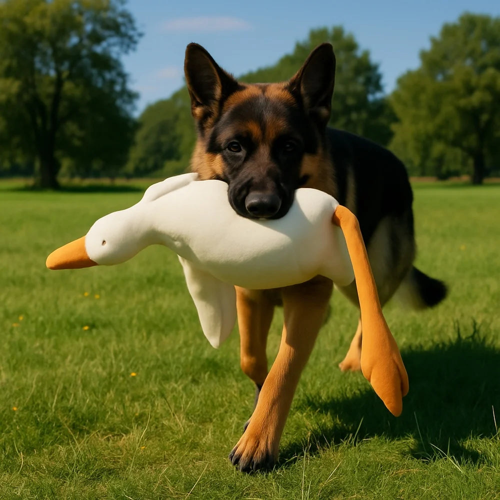 Plush White Duck Dog Toy With Realistic Goose Design