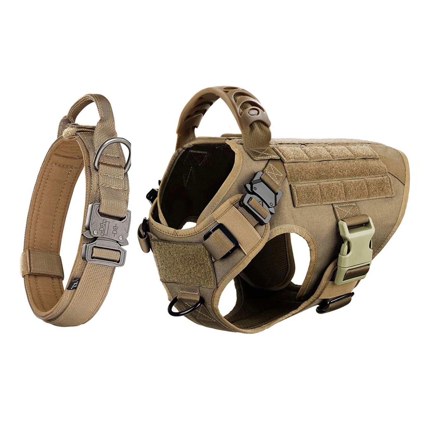 Nylon Dog Harness And Collar Set, Adjustable Tactical Vest
