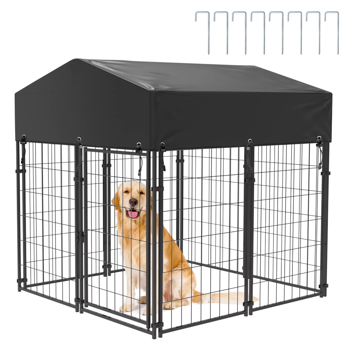 BINGOPAW Outdoor Large Dog Kennel With Welded Wire Runs And Waterproof Canopy