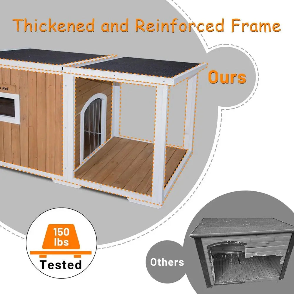 Weatherproof Insulated Outdoor Dog House With Elevated Floor And Roof