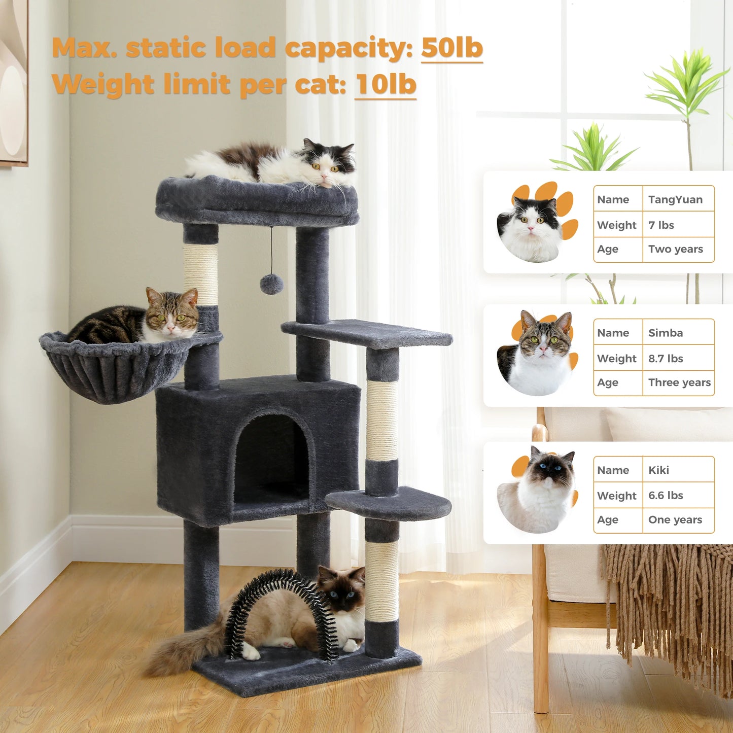 PAWZ Road Cat Tree With Plush Perch And Sisal Posts