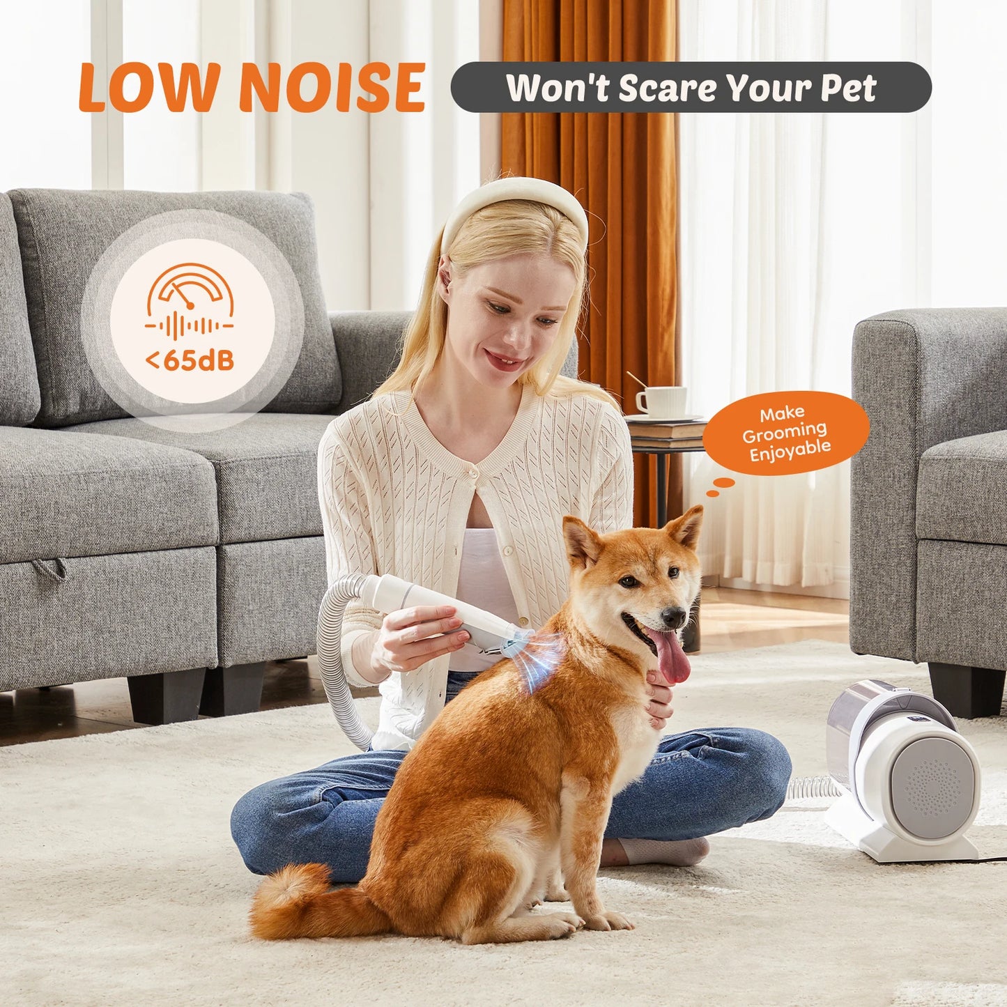 Pet Grooming Vacuum Kit With Cordless Clippers