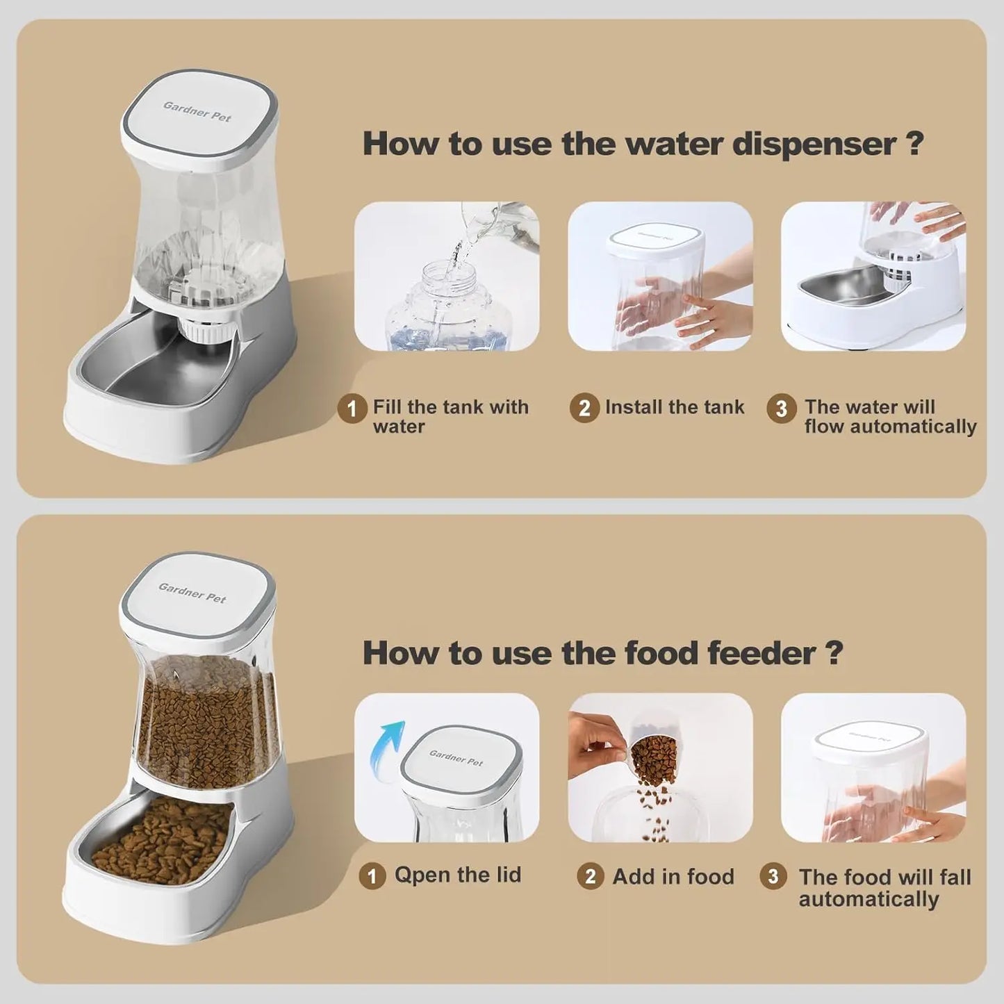 Stainless Steel Automatic Pet Feeder and Water Dispenser