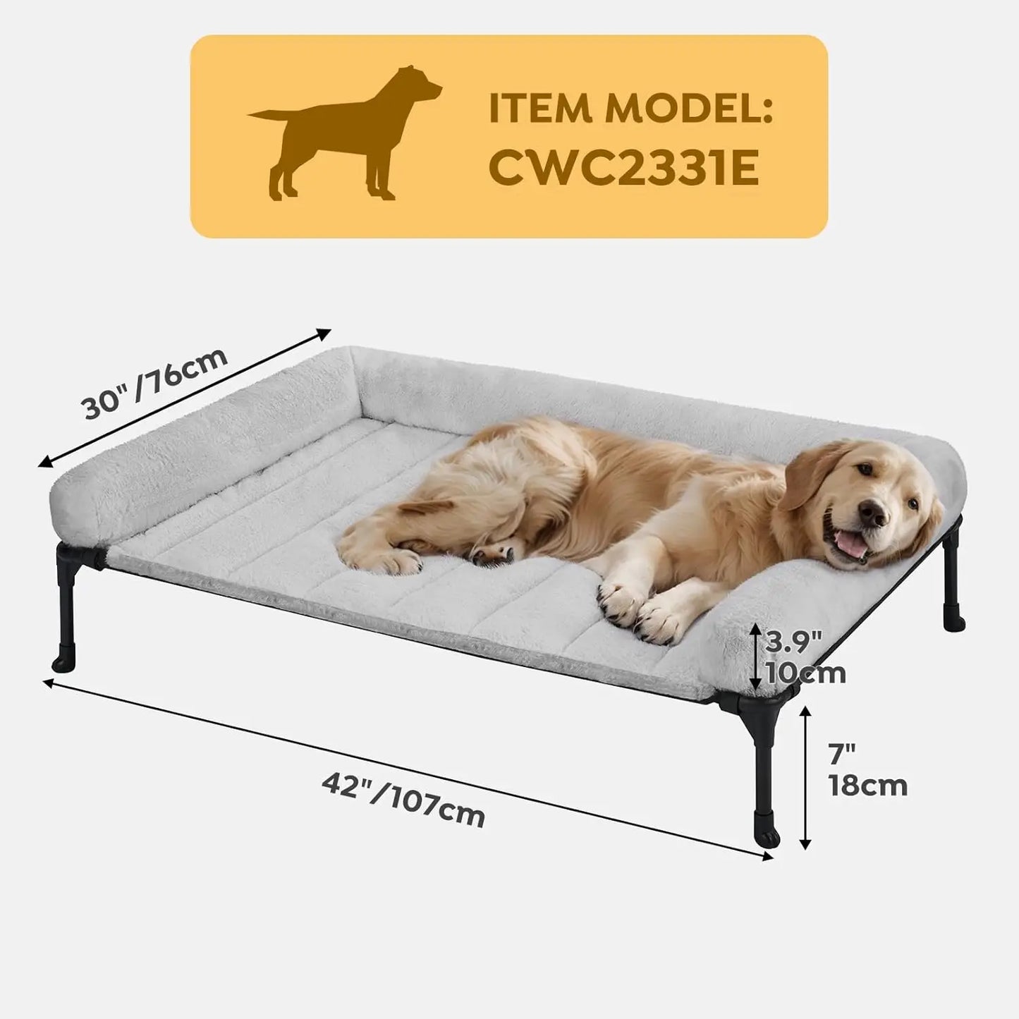 Elevated Orthopedic Dog Bed With Fluffy Bolster For Pet Comfort