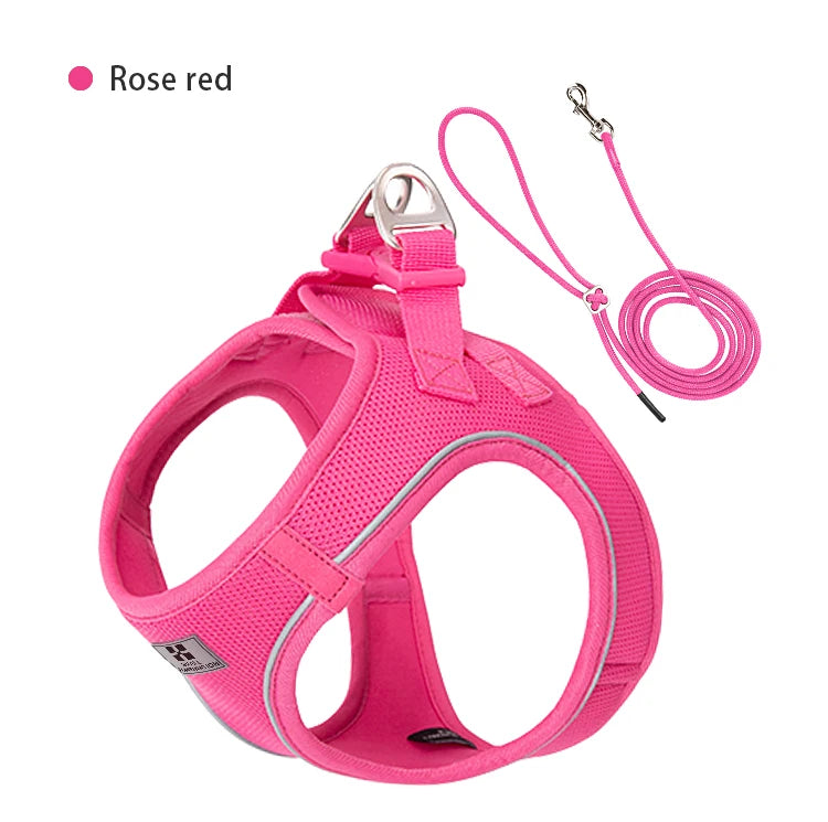 Dog Harness Leash Set for Small-To-Medium Dogs Reflective Adjustable