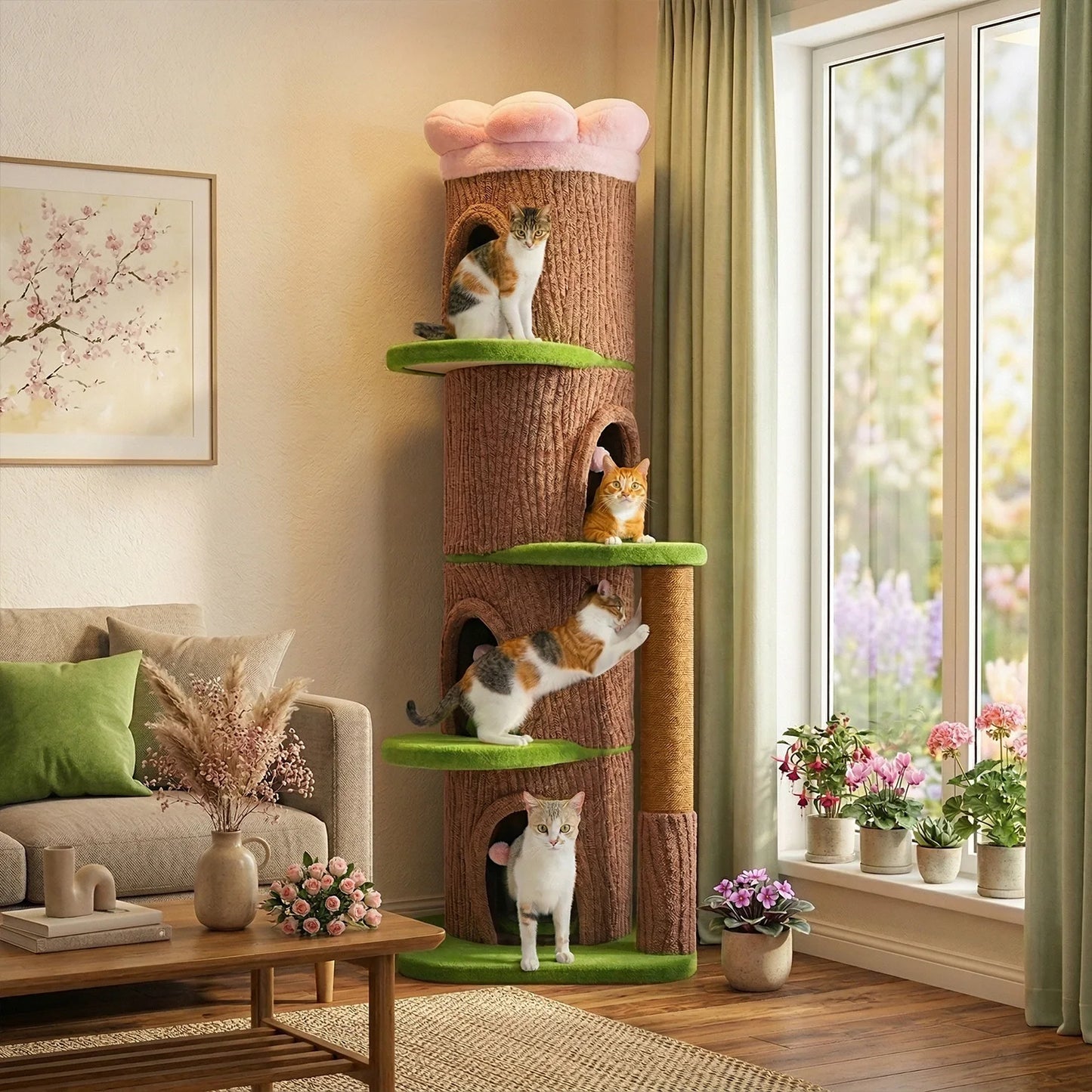 PAWZ Road Large Cat Tree Tower With 4 Condos And Scratching Posts