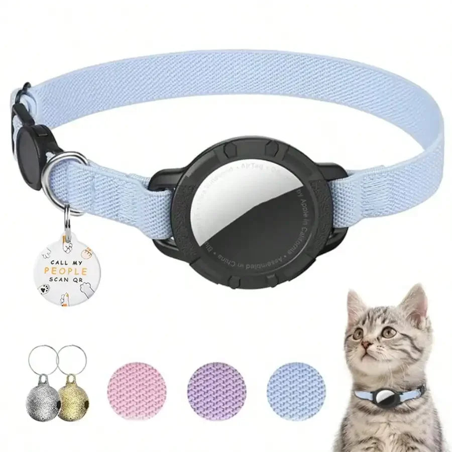 Breakaway Reflective Cat Collar With AirTag Holder Ultra Lightweight QR ID Tag