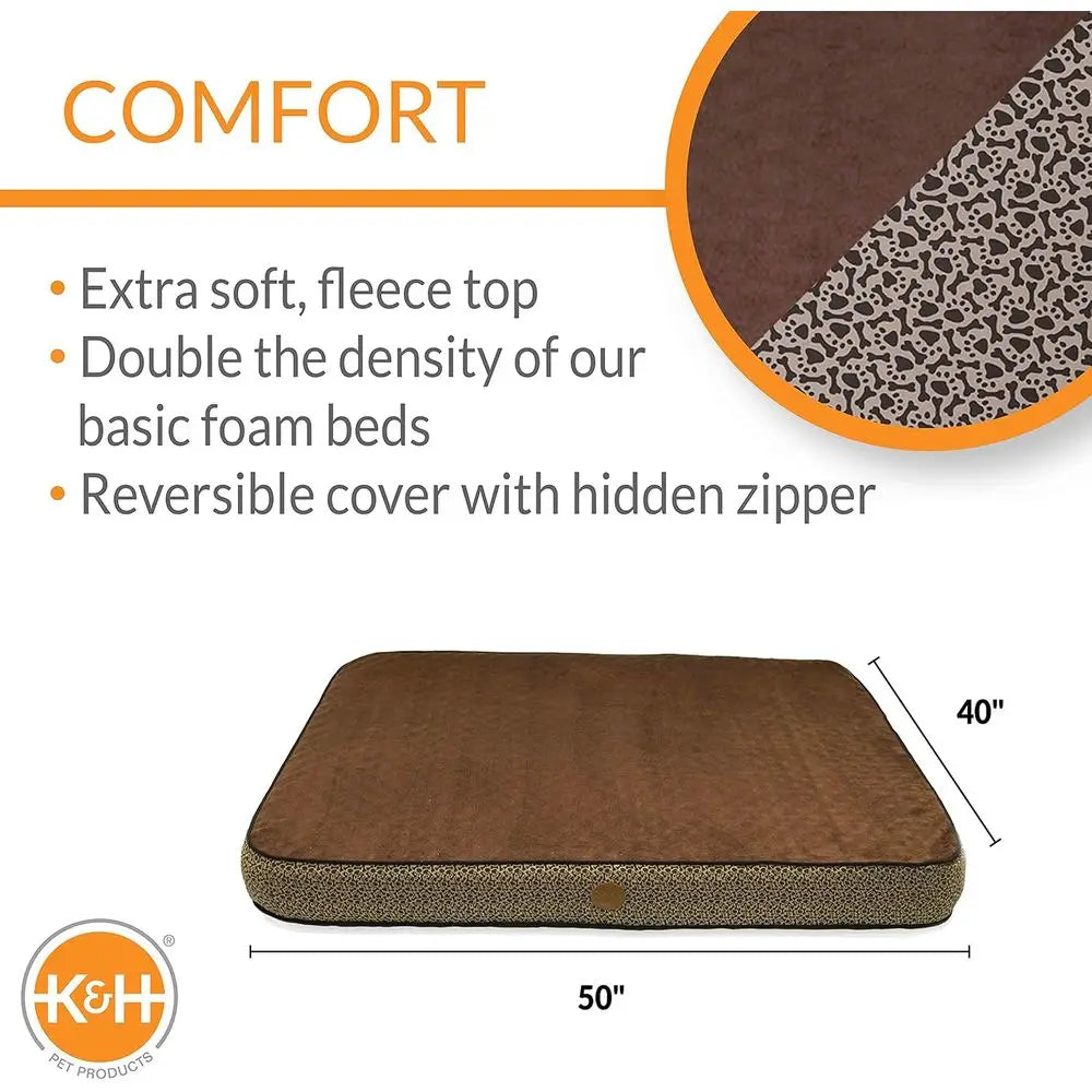 Luxury Mocha Bone Print Orthopedic Dog Bed for Supreme Support