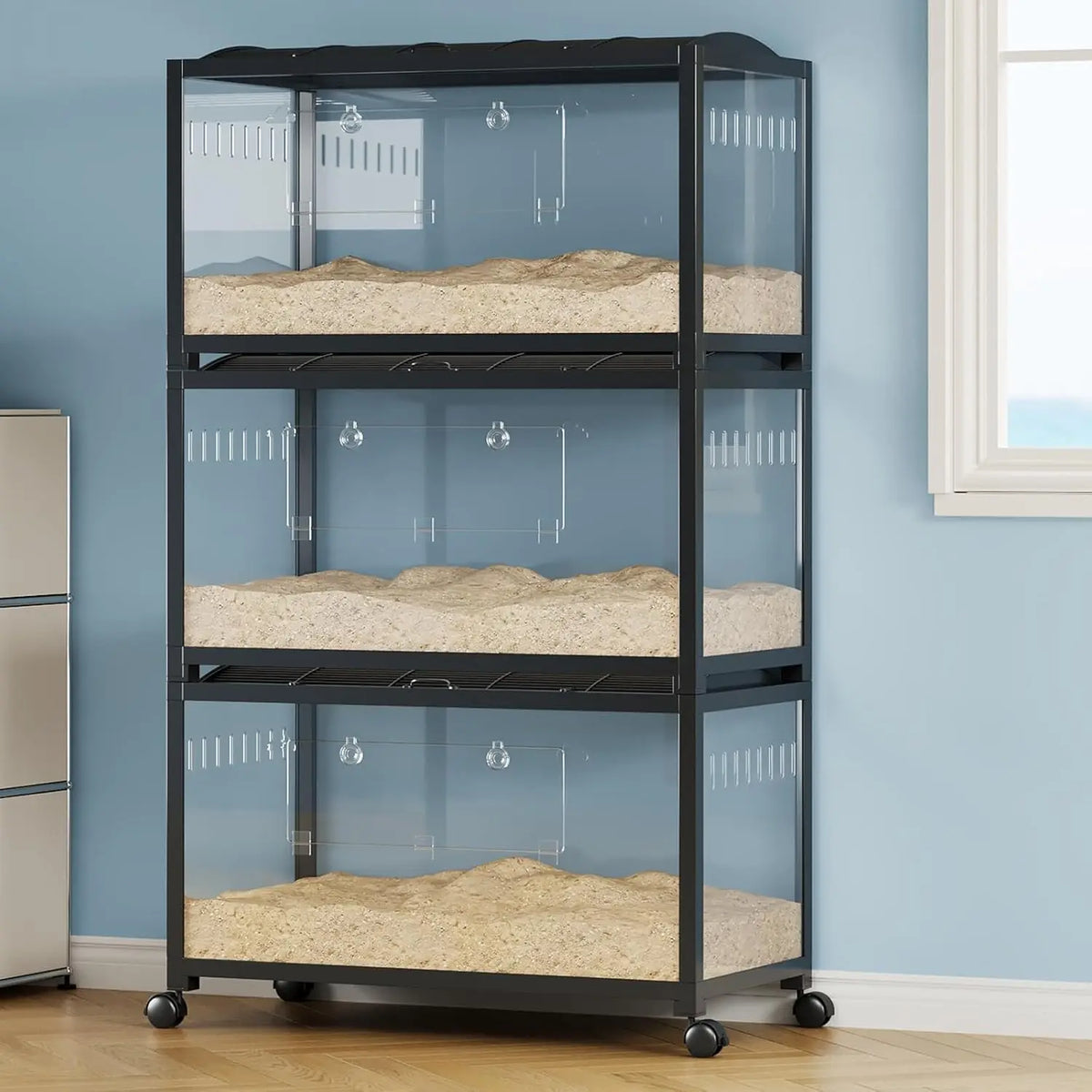 HiMISS 3 Tier Hamster Cage With Running Wheel And Bowl
