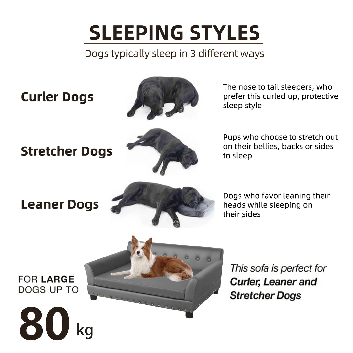 BINGOPAWCN Elevated Dog Bed Sofa With Microfiber Leather Cover