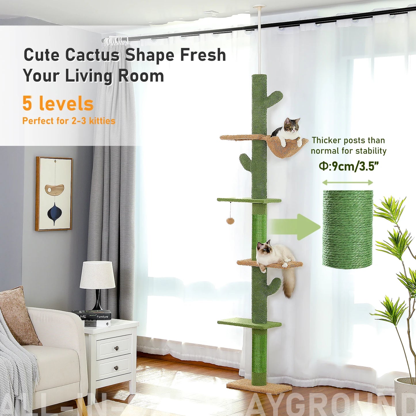 PAWZ Road Cat Tree 5 Tier Floor CeilingHeight Tower