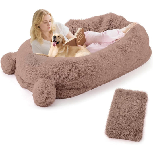 HiMISS Dog Bed With Removable Cover Blanket And Storage Pockets