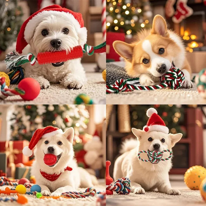 Christmas Dog Toys Bundle 15 Pack Rubber And Rope Chew Toys For Teething Puppies