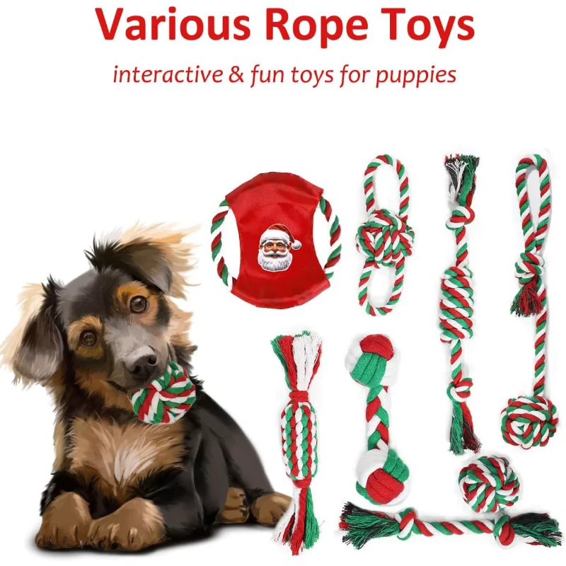 Christmas Dog Toys Bundle 15 Pack Rubber And Rope Chew Toys For Teething Puppies