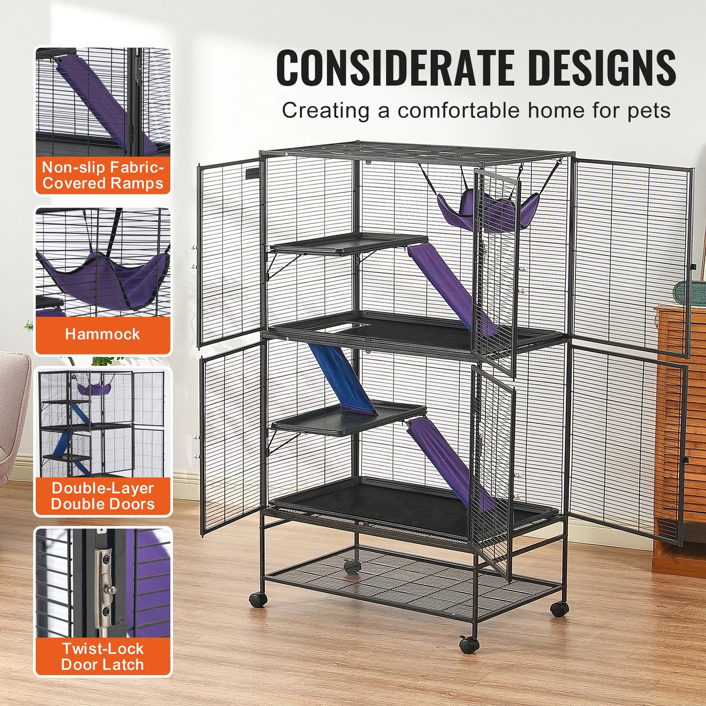 SucceBuy Multi Level Small Animal Cage For Rodents
