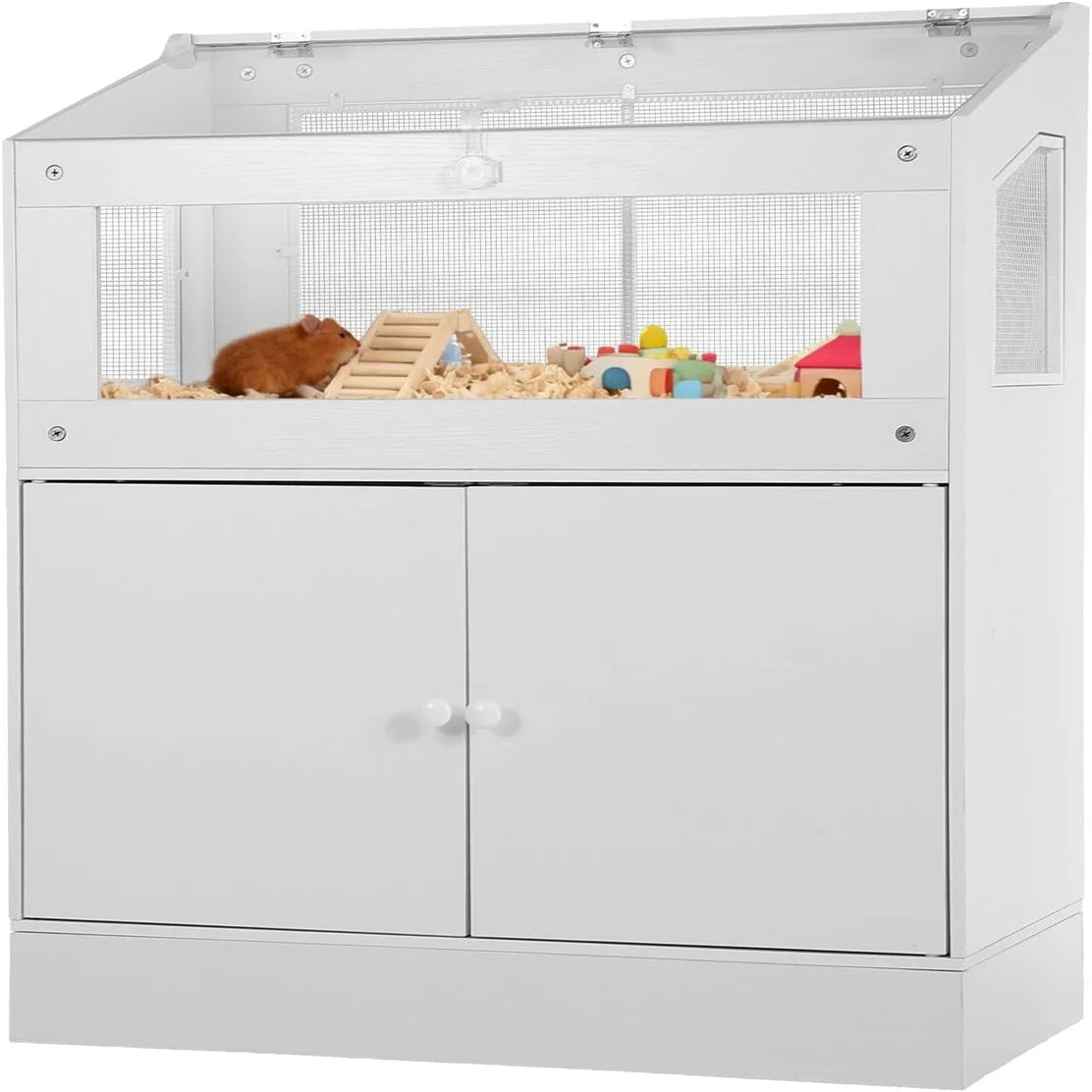HiMISS Hamster Cage With Storage Cabinet And Easy View Acrylic Panels