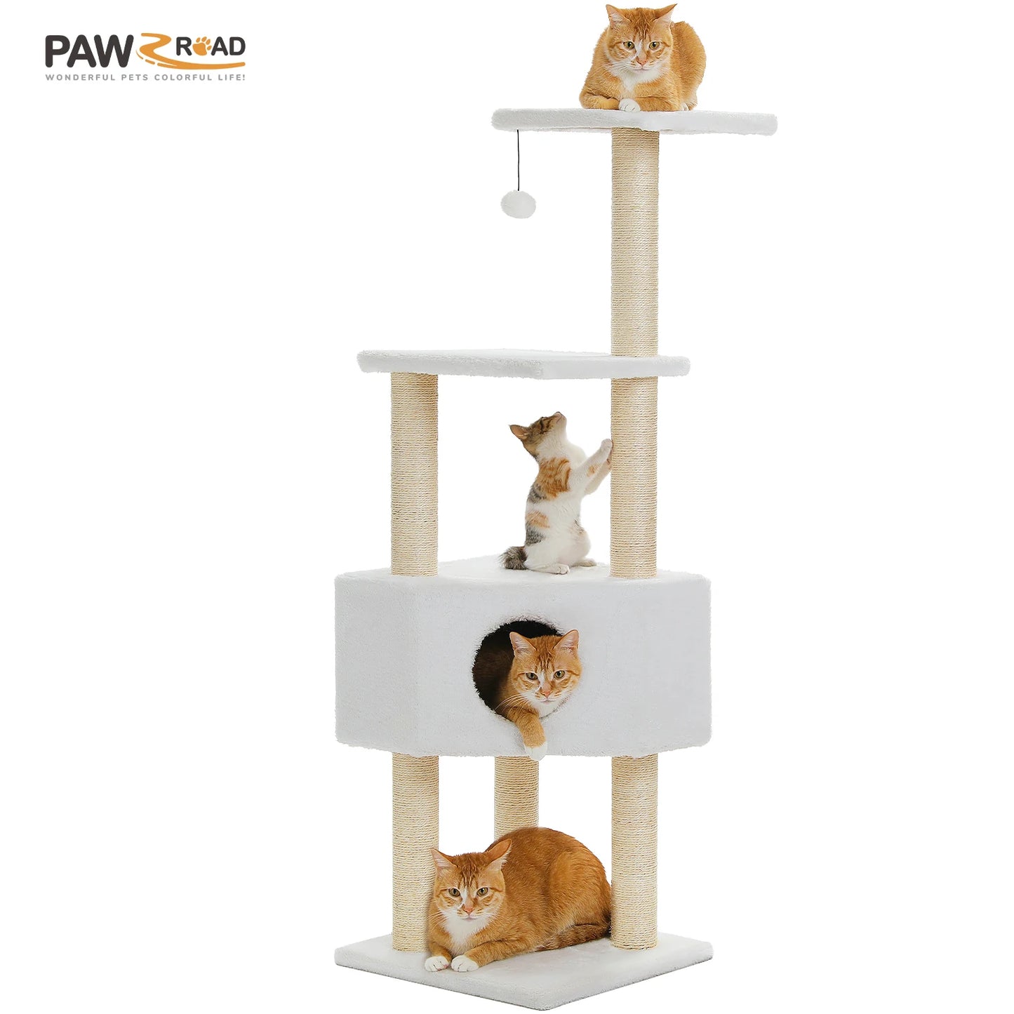 PAWZ Road Cat Tree With Plush Perch And Sisal Posts