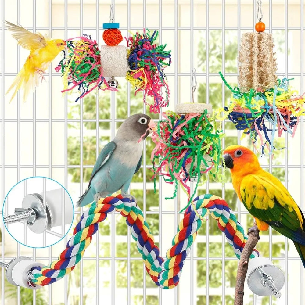 Bird Chew Toys For Parrots Cage Hanging Paper Ball Foraging