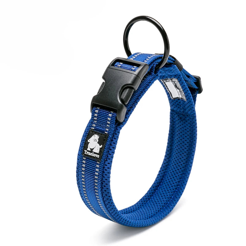 Winhyepet Padded Nylon Dog Collar With Reflective Trim And Buckle