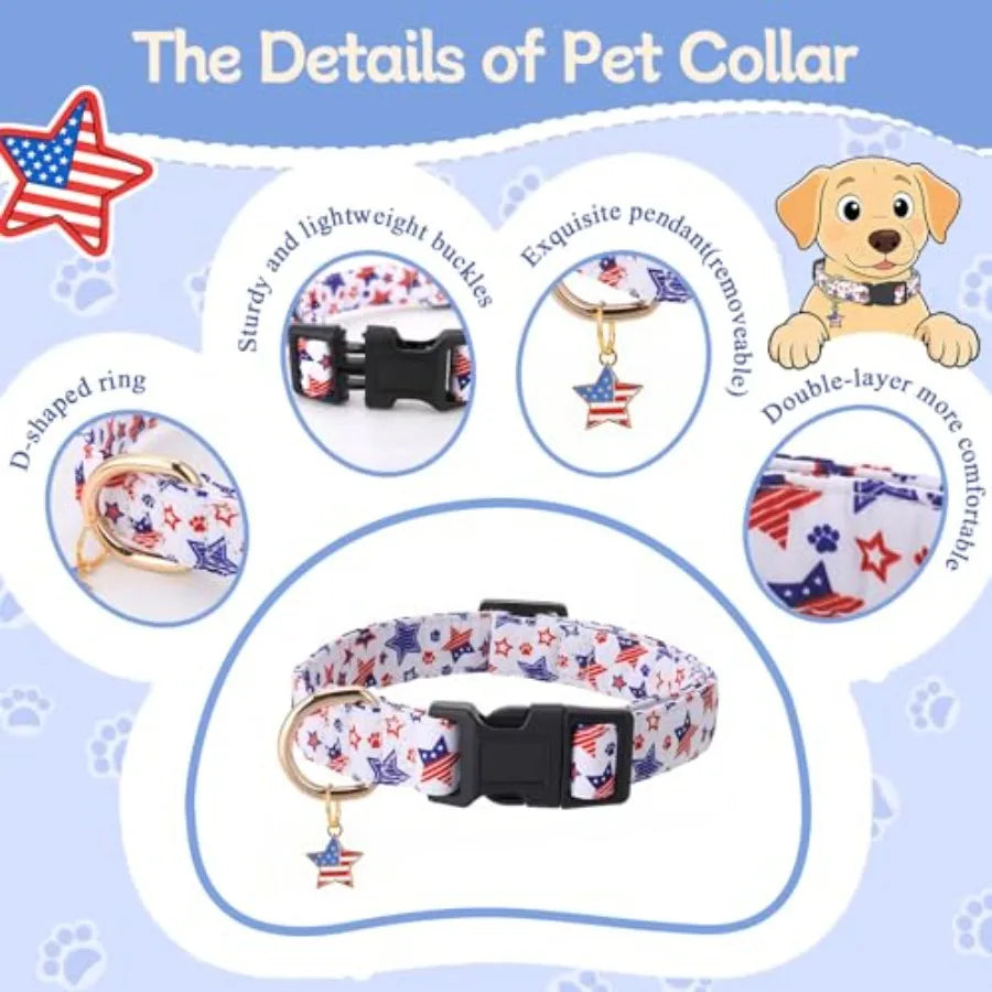 Three Pack Floral Rose Dog Collars Adjustable For All Dogs