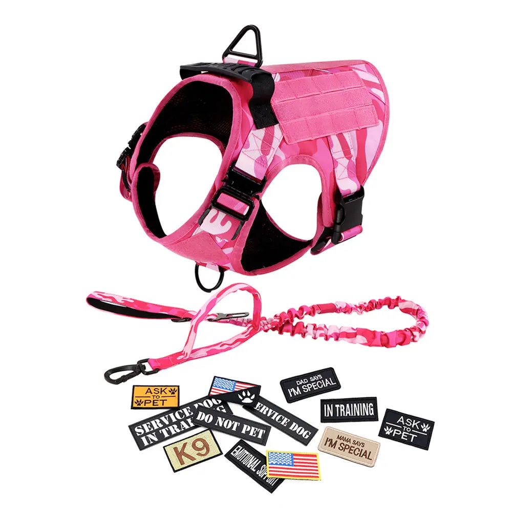 Military Style Padded Nylon Dog Harness With Quick Release Buckle