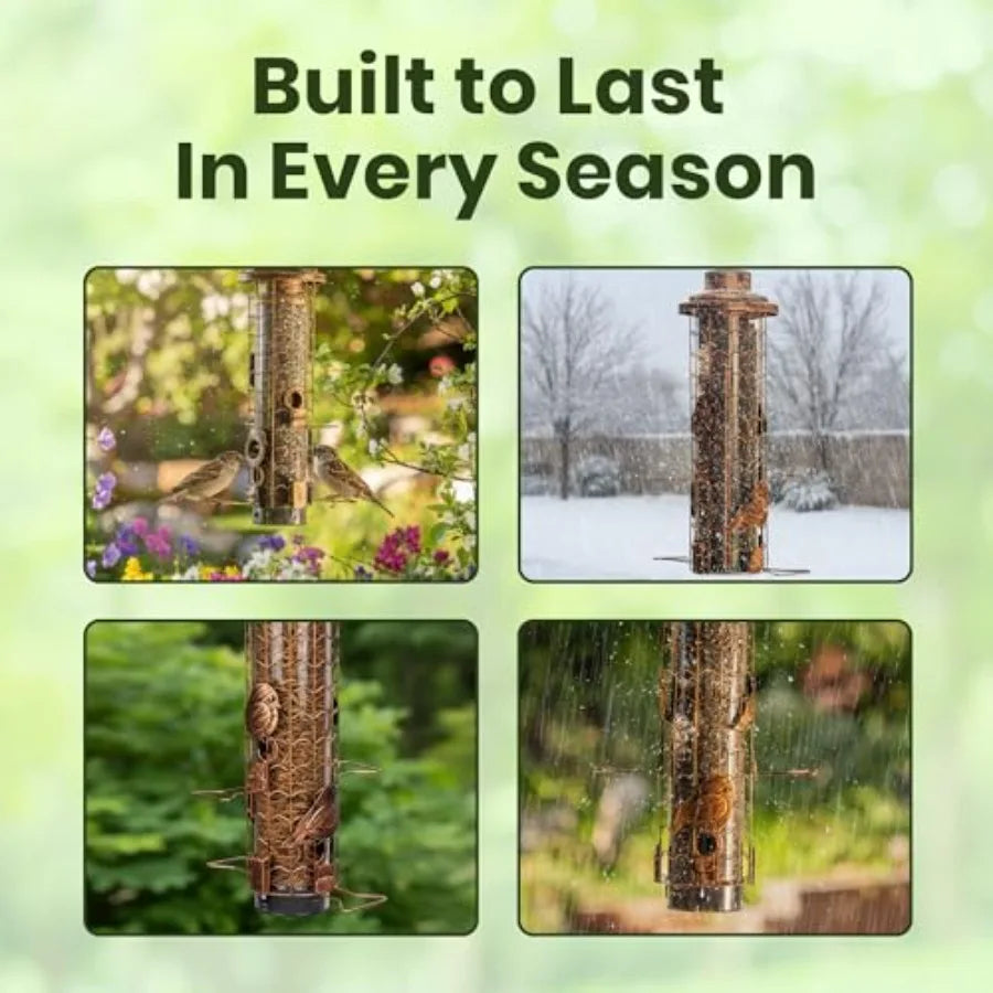Squirrel Proof Bird Feeder Outdoor Hanging Tube Mealworms And Seeds
