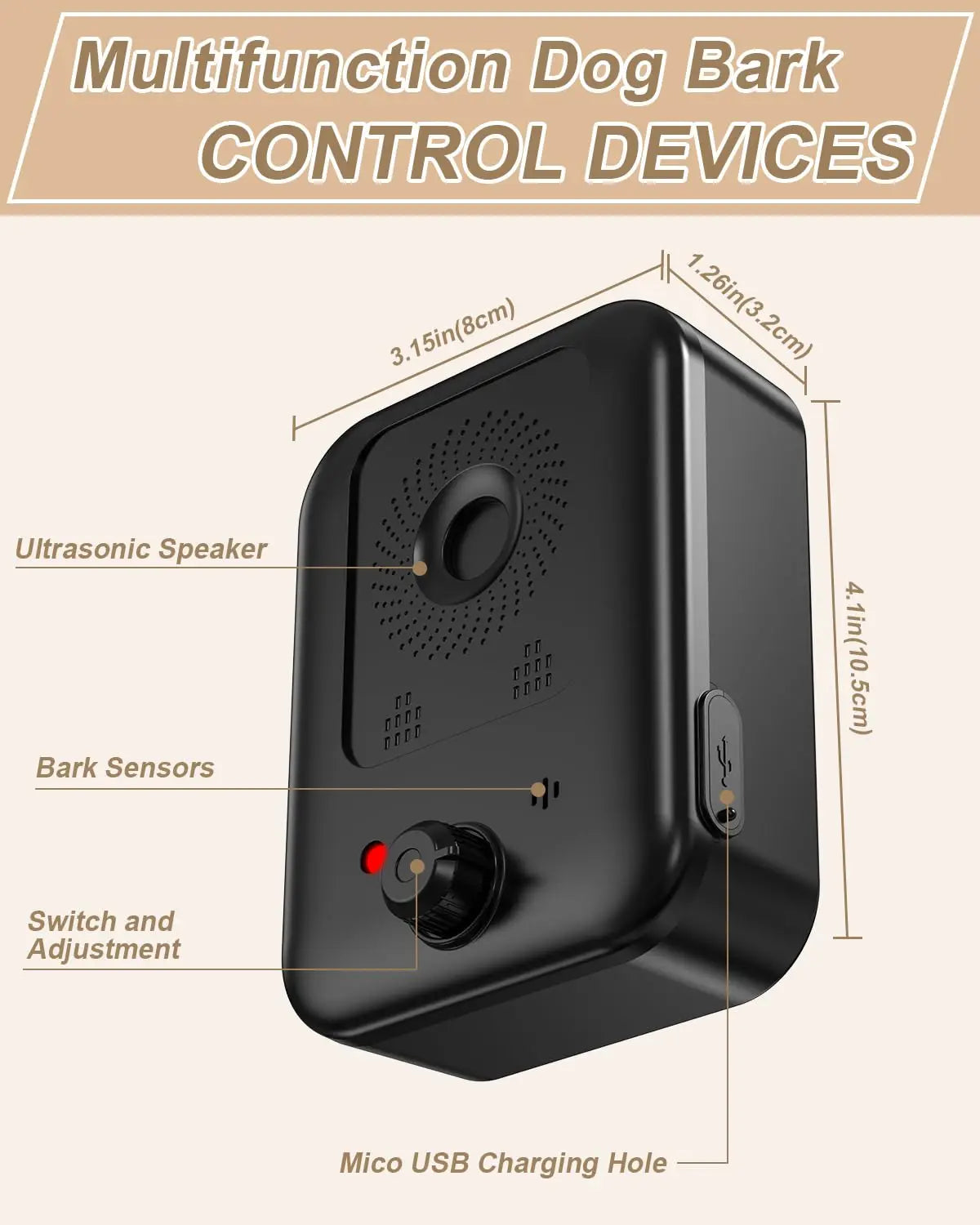 Rechargeable Ultrasonic Bark Deterrent For Dogs Indoor Outdoor