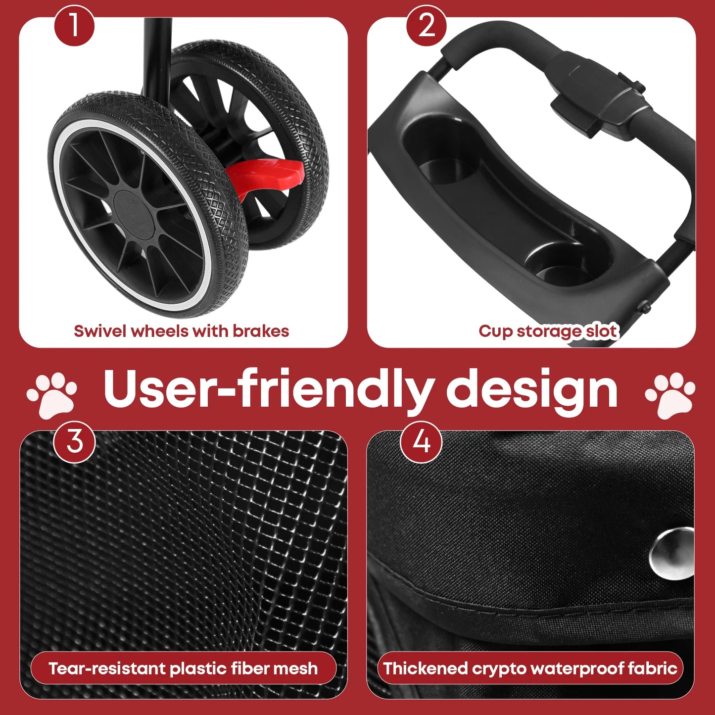 Chihuahua Pet Stroller For Cats Dogs Breathable Mesh Canopy