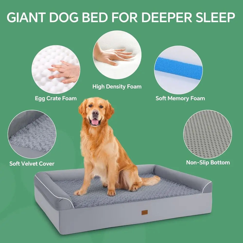 Orthopedic Dog Bed With Double Memory Foam Waterproof Cover