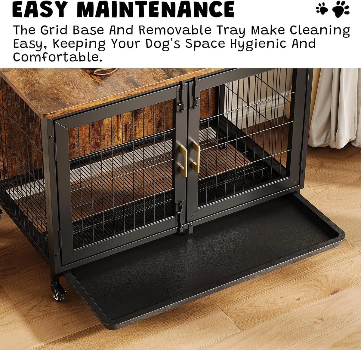 HiMISS Wooden Dog Crate End Table With Durable Steel Frame