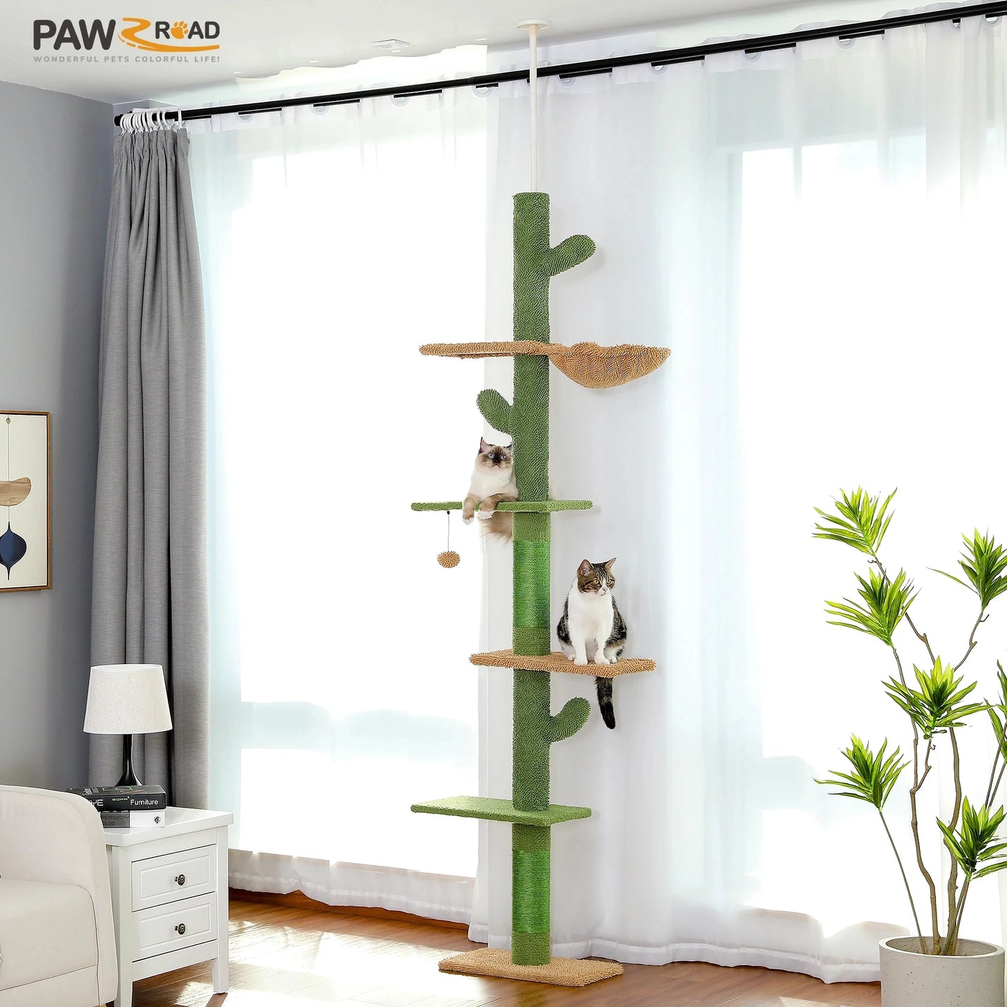 PAWZ Road 5 Tier Floor To Ceiling Cat Tree With Scratching Post