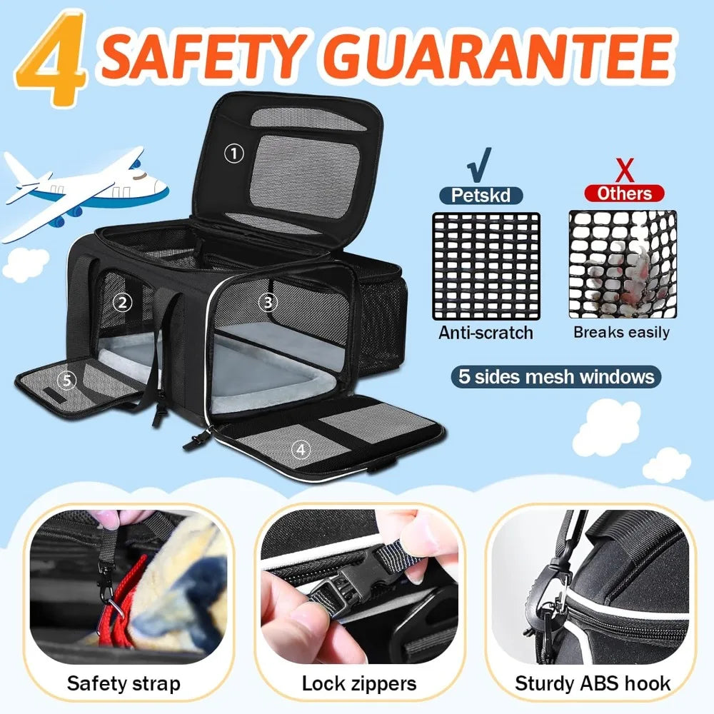 XMSJ Airline Approved Top and Side Expandable Cat Carrier