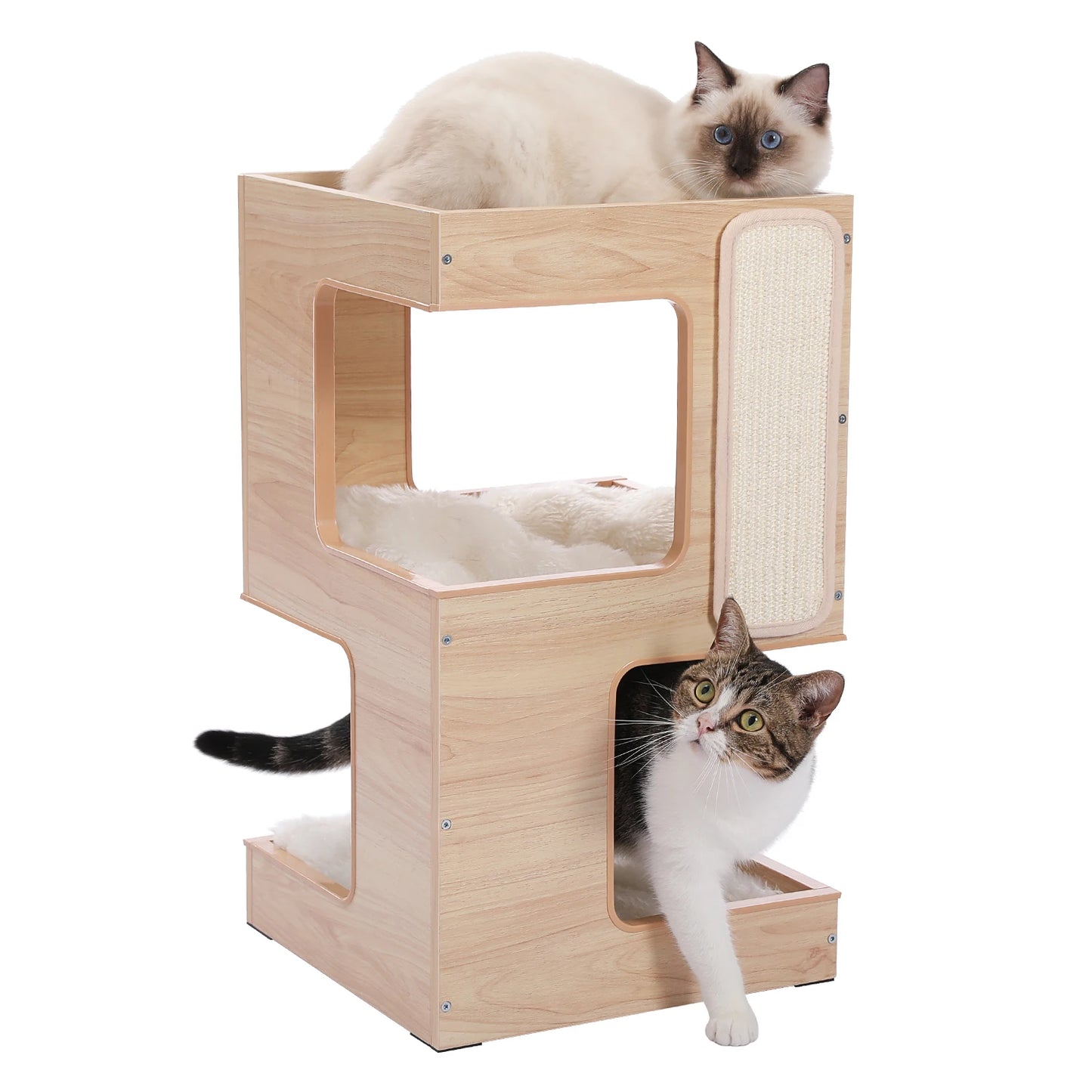 PAWZ Road Wood Cat Condo With Removable Soft Mats Tower