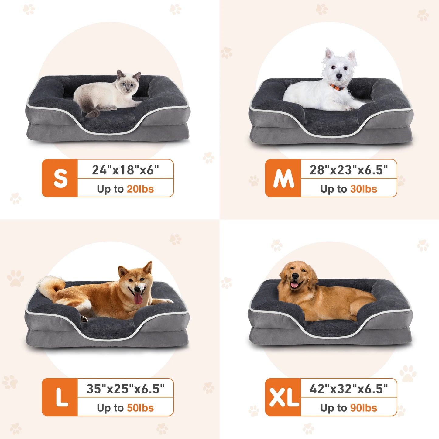 JHK Orthopedic MemoryFoam Dog Bed for Small Pets Washable