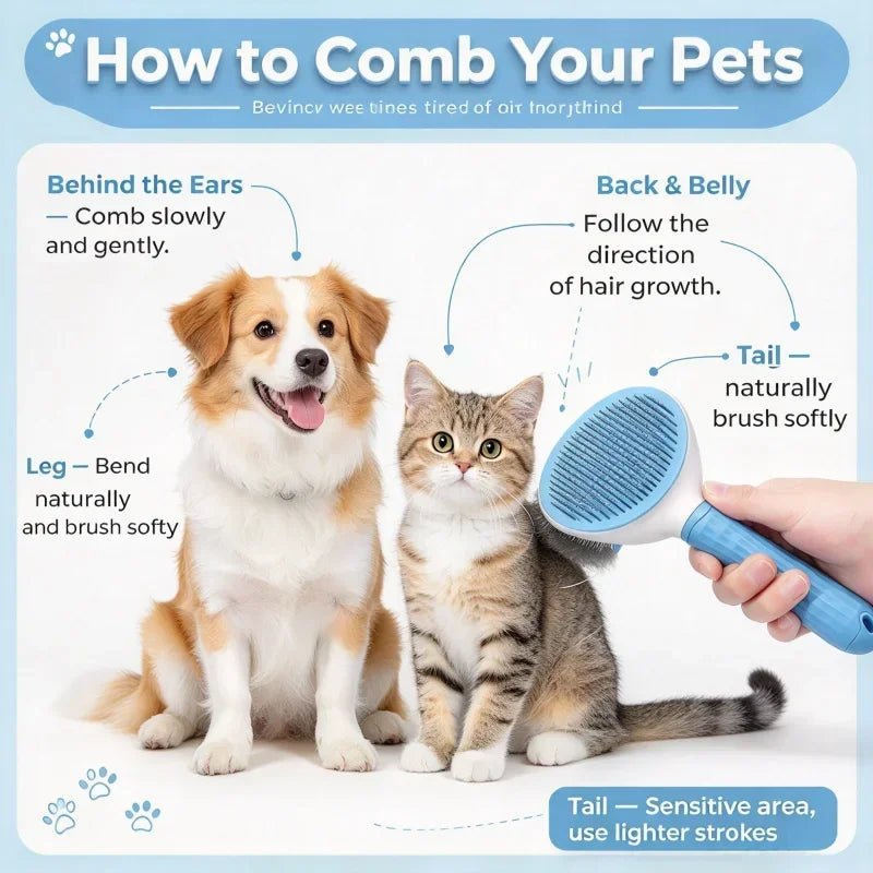 Self Cleaning Pet Grooming Brush for Dogs and Cats