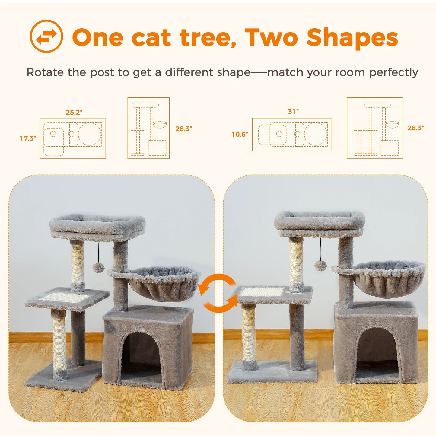 PAWZ Road Cat Tree Tower for Indoor Cats