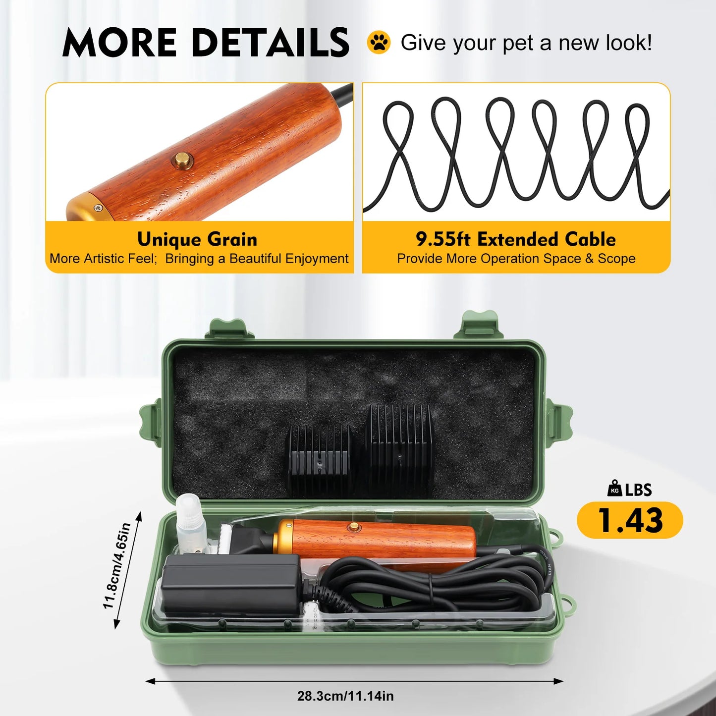 55W Pet Clipper Plug-In Electric Hair Trimmer Low Noise