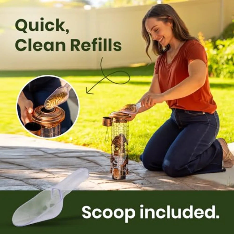 Squirrel Proof Bird Feeder Outdoor Hanging Tube Mealworms And Seeds
