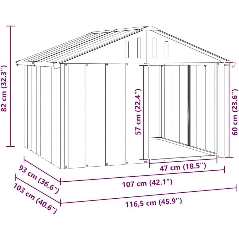 Durable Galvanized Steel Outdoor Dog House With Weatherproof Roof