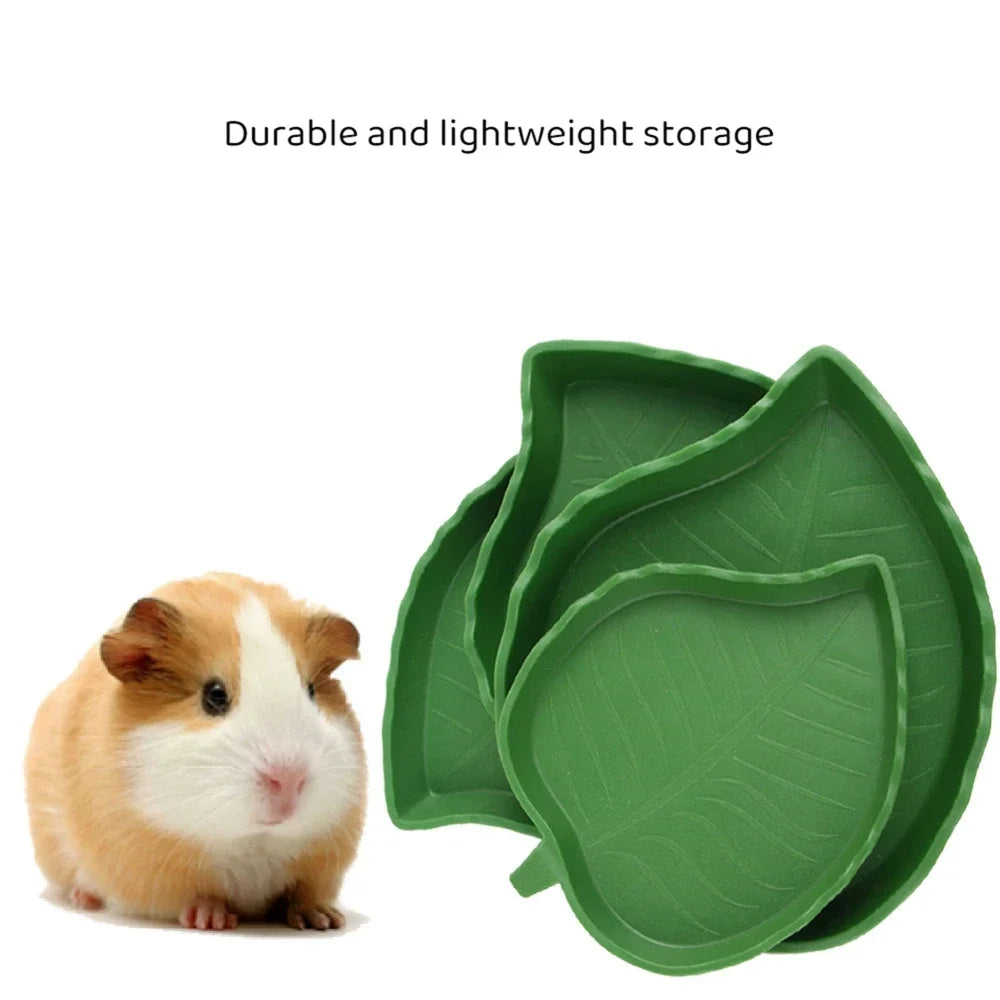 Leaf Shape Reptile Feeder Food Water Bowl