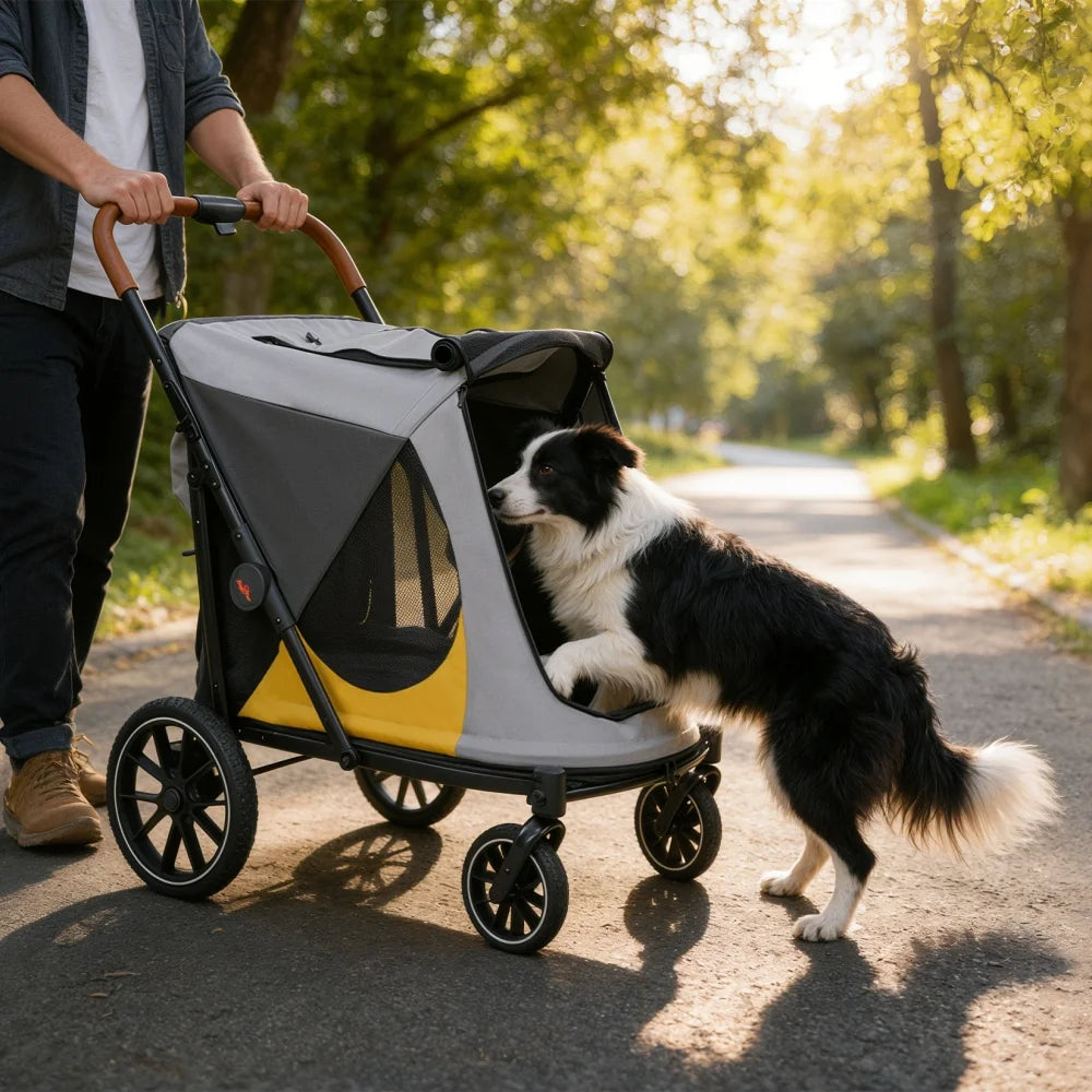 Foldable Dog Stroller Carrier Cup Holder 4 Wheel Jogger 42kg