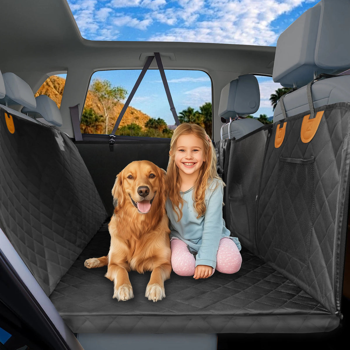 Borwart Waterproof Dog Back Seat Extender And Travel Hammock Cover